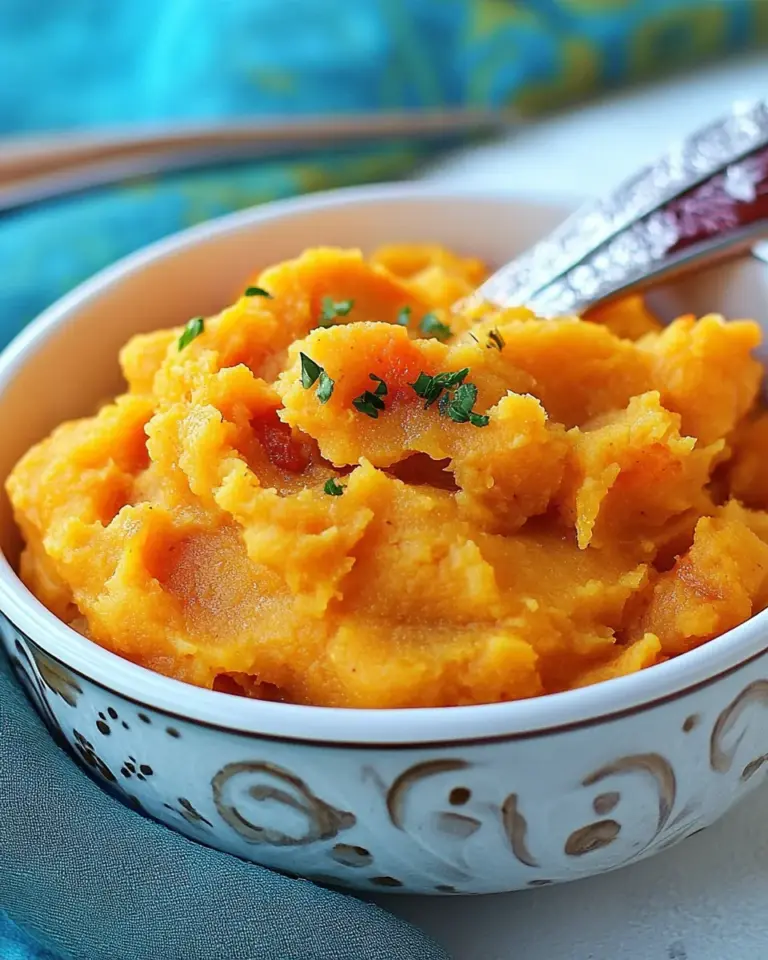 Slow Cooker Garlic Mashed Sweet Potatoes