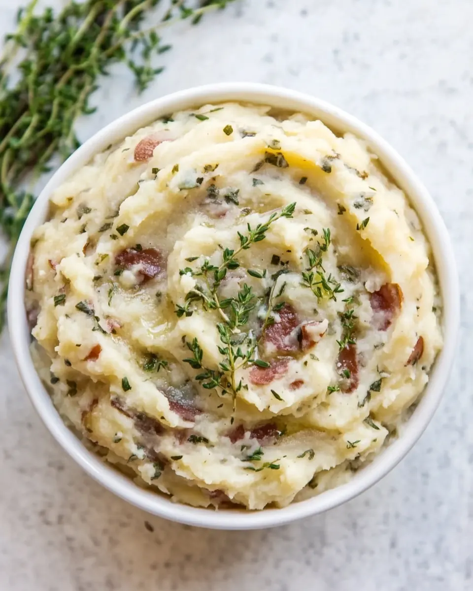 Slow Cooker Garlic and Thyme Mashed Potatoes