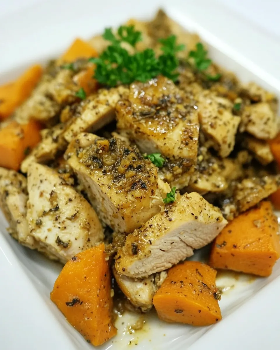 Slow Cooker Italian Chicken and Sweet Potatoes