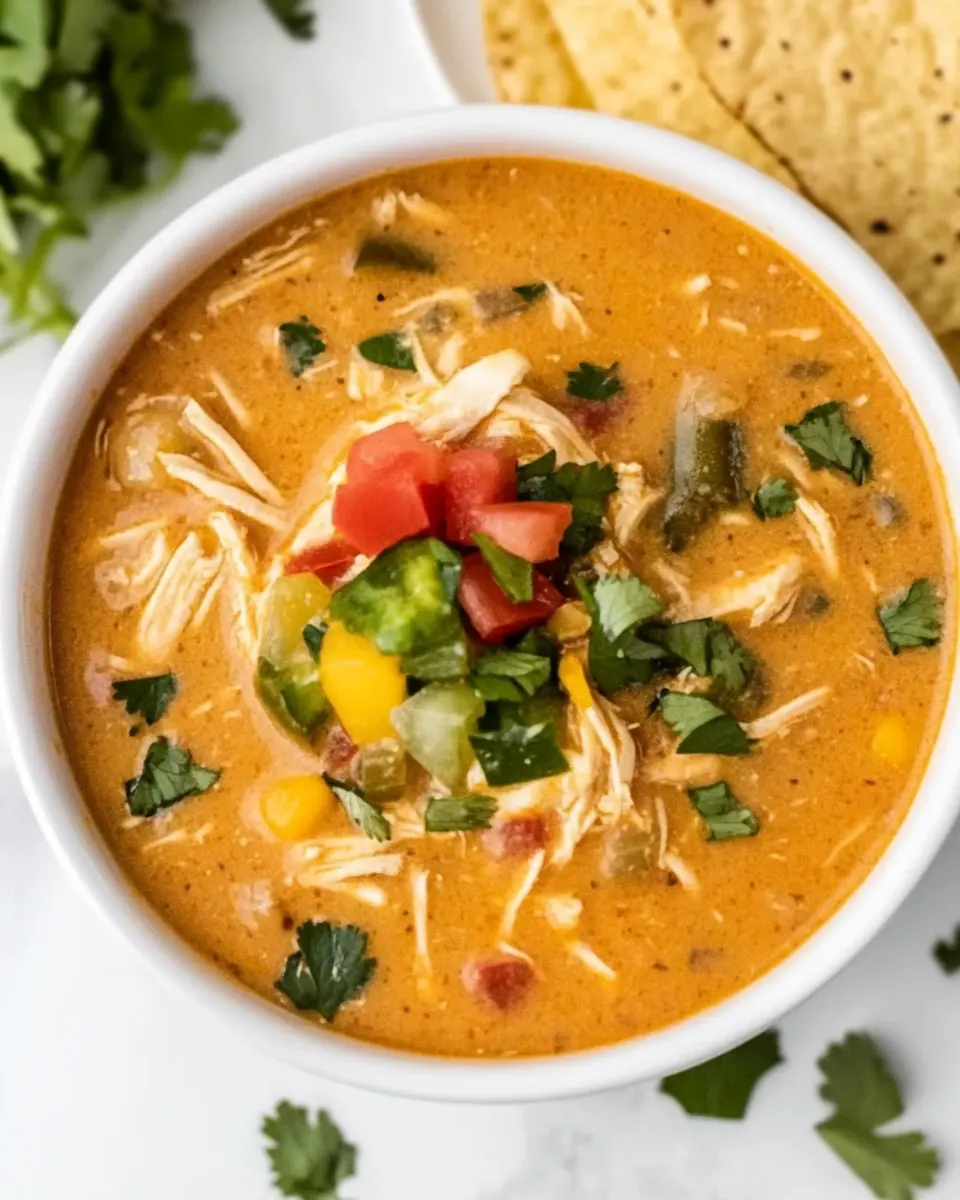 Slow Cooker King Ranch Chicken Soup