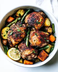 Slow Cooker Lemon Garlic Chicken Thighs and Veggies