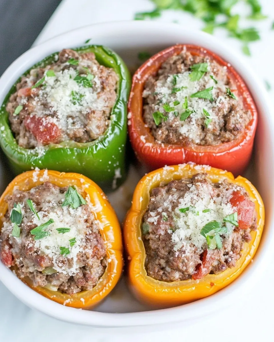 Slow Cooker Meatloaf Stuffed Peppers