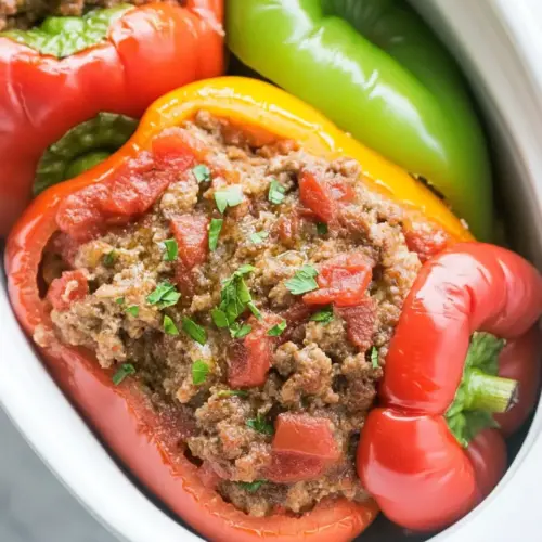 Slow Cooker Meatloaf Stuffed Peppers