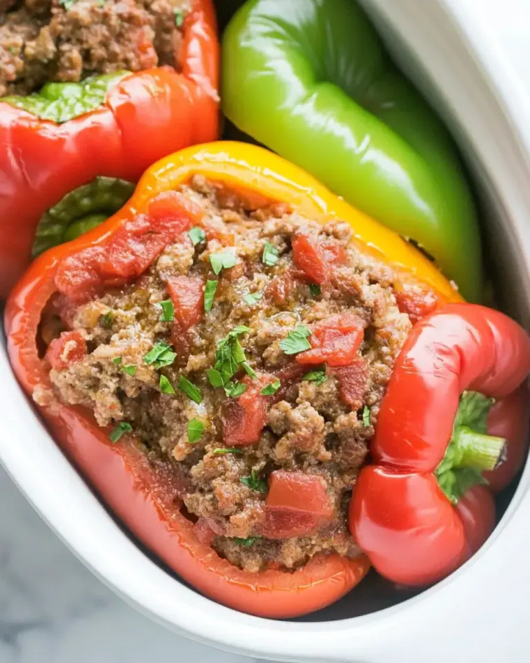Slow Cooker Meatloaf Stuffed Peppers