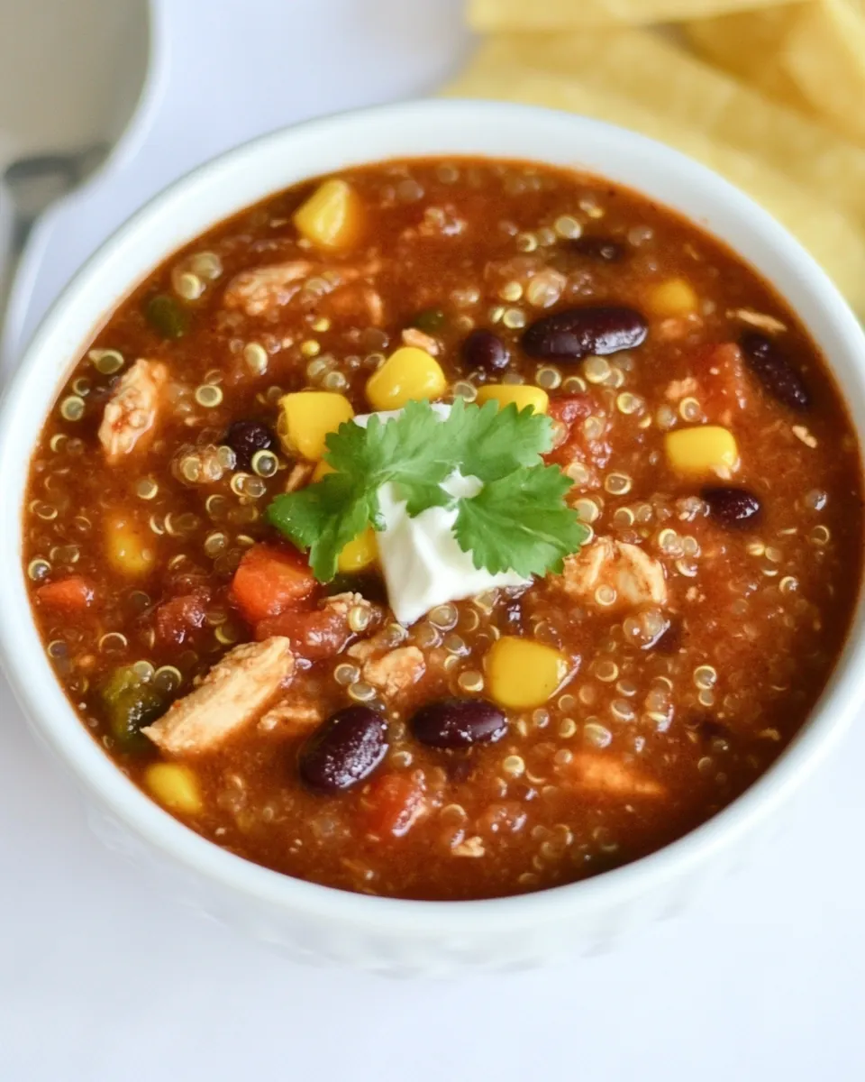 Slow Cooker Quinoa Chicken Chili