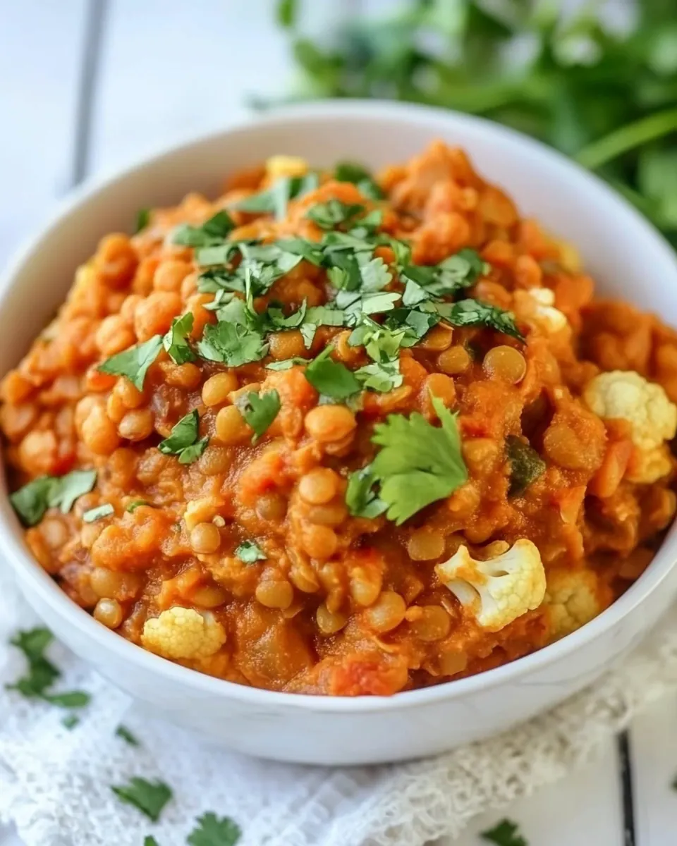 Slow Cooker Red Lentil Cauliflower Curry