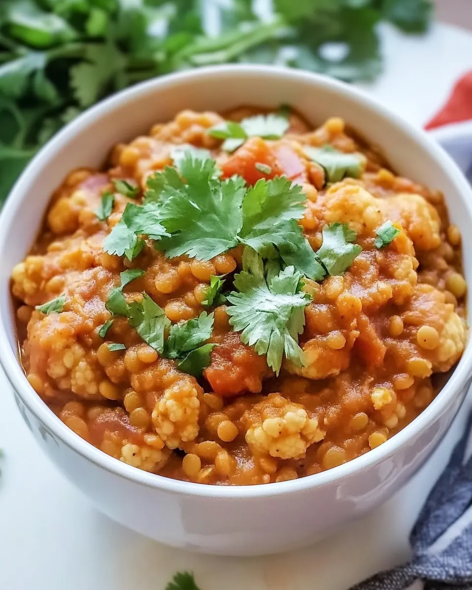 Slow Cooker Red Lentil Cauliflower Curry
