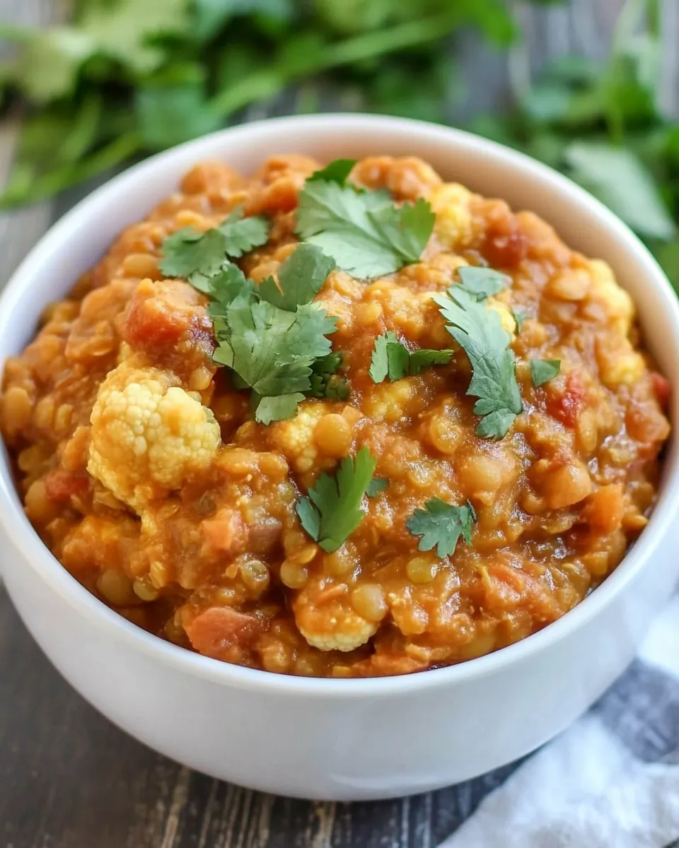 Slow Cooker Red Lentil Cauliflower Curry