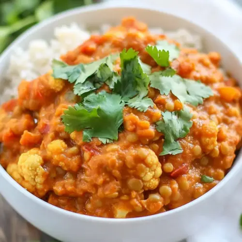 Slow Cooker Red Lentil Cauliflower Curry