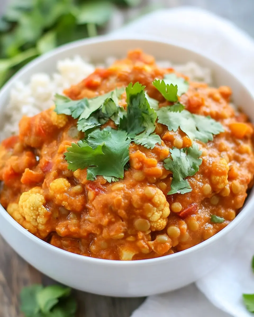 Slow Cooker Red Lentil Cauliflower Curry