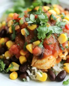 Slow Cooker Salsa Chicken with Black Beans and Corn