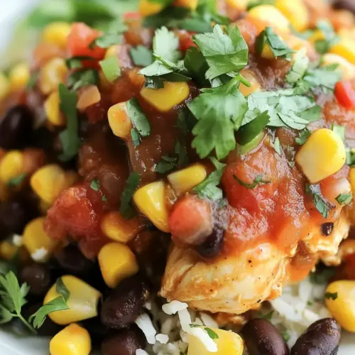 Slow Cooker Salsa Chicken with Black Beans and Corn