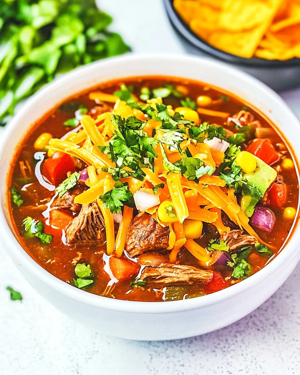 Slow Cooker Steak Enchilada Soup