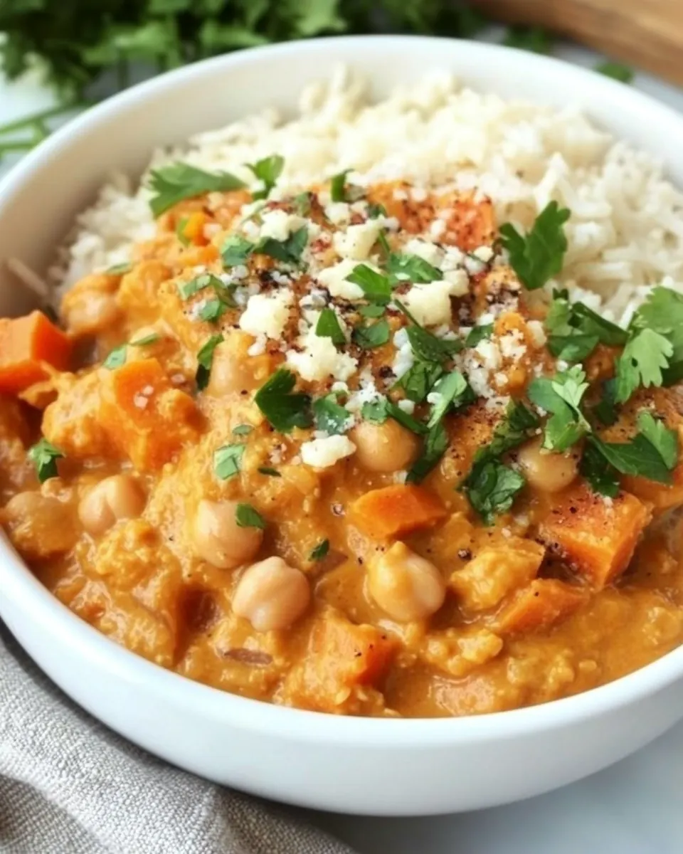 Slow Cooker Sweet Potato and Chickpea Curry