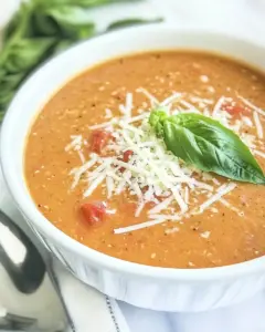 Slow Cooker Tomato Basil Parmesan Soup