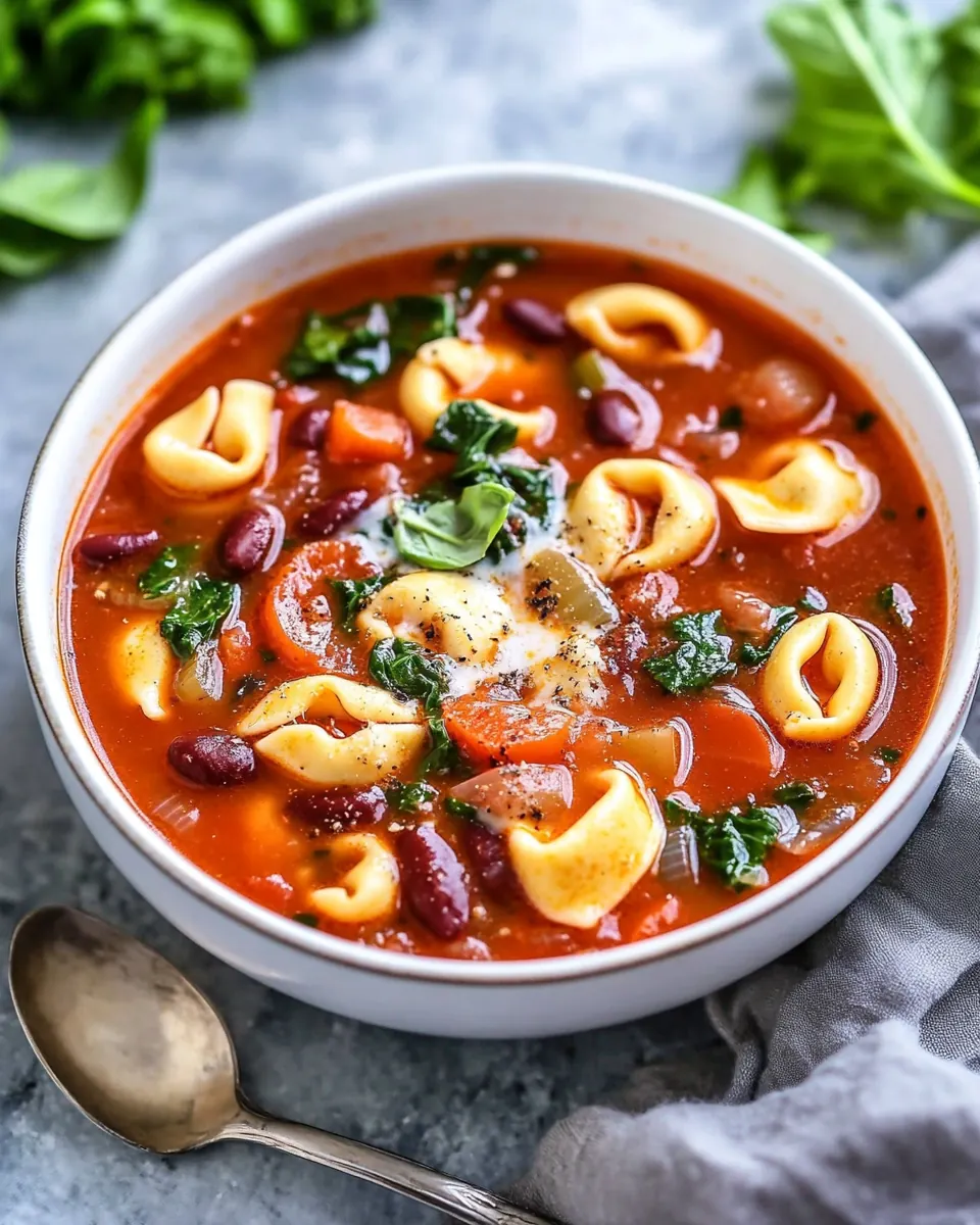 Slow Cooker Tortellini Minestrone Soup