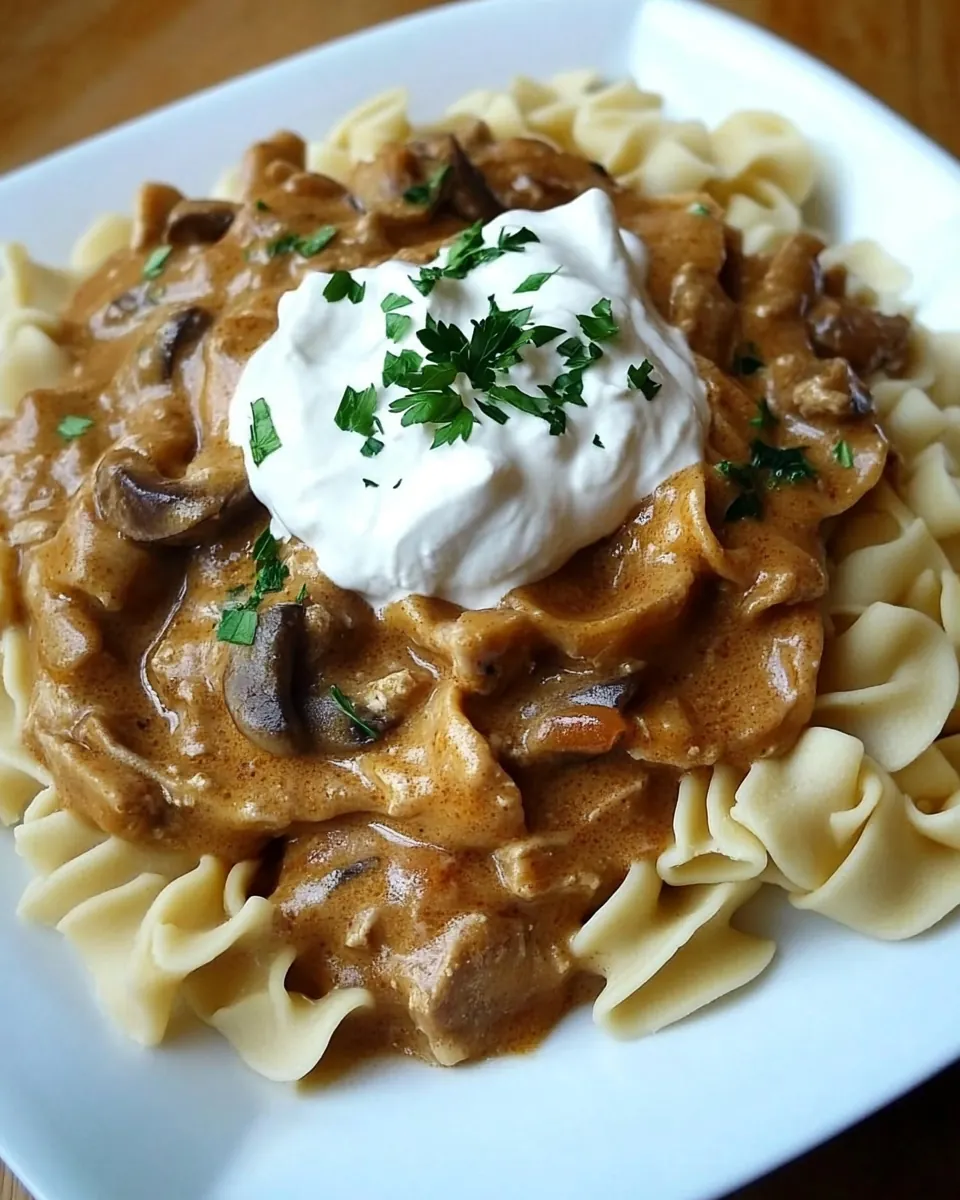 Slow Cooker Turkey Stroganoff