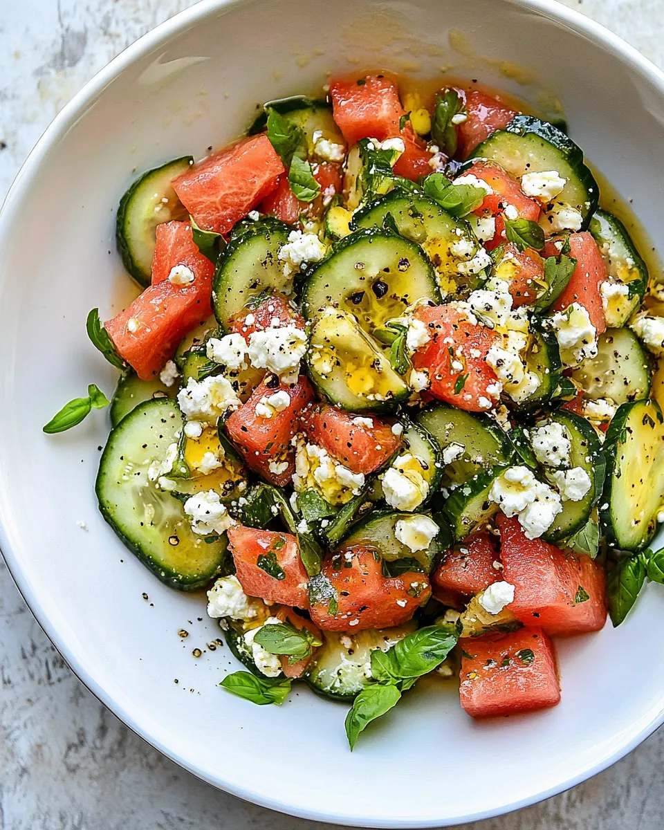 Smashed Cucumber and Watermelon Feta Salad