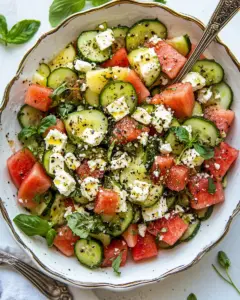 Smashed Cucumber and Watermelon Feta Salad