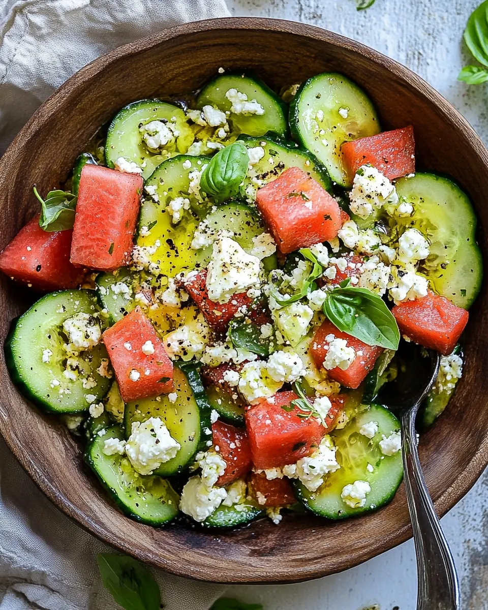 Smashed Cucumber and Watermelon Feta Salad