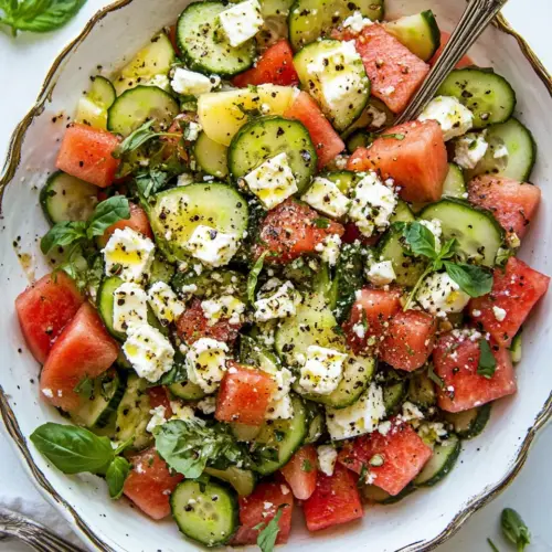 Smashed Cucumber and Watermelon Feta Salad