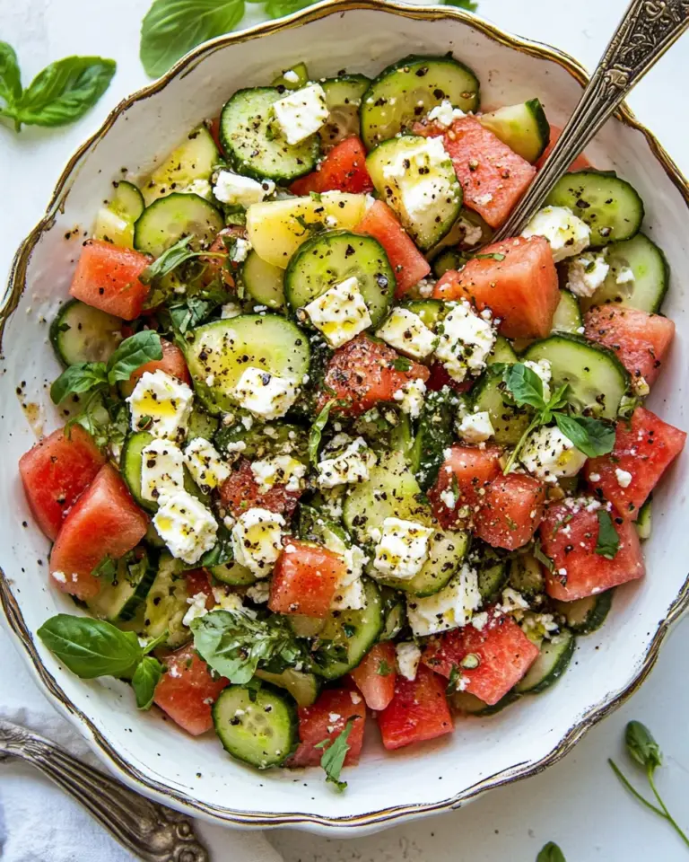 Smashed Cucumber and Watermelon Feta Salad