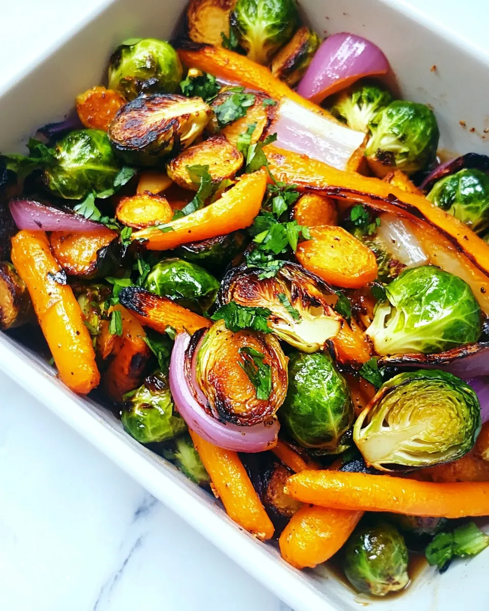 Smoky Maple Roasted Brussels Sprouts Carrots