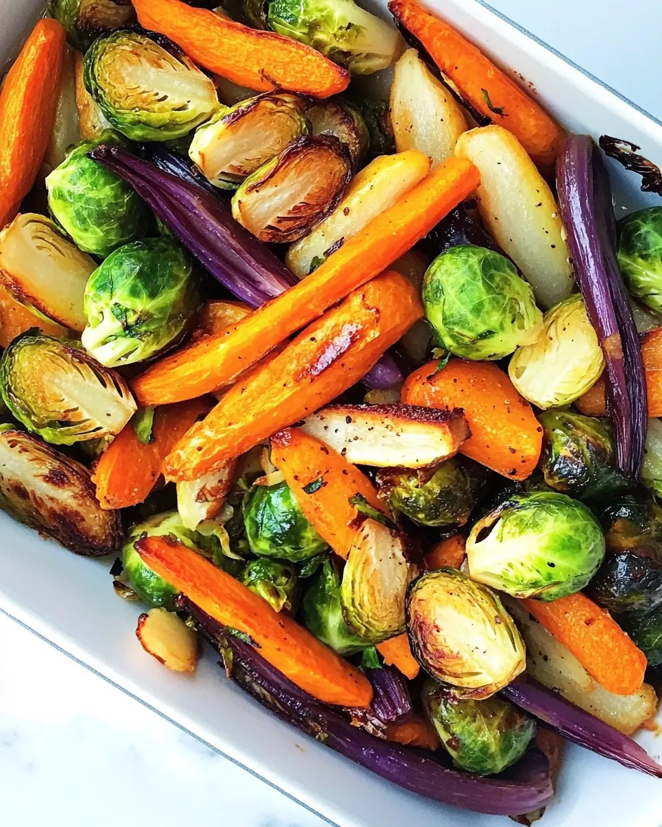Smoky Maple Roasted Brussels Sprouts Carrots