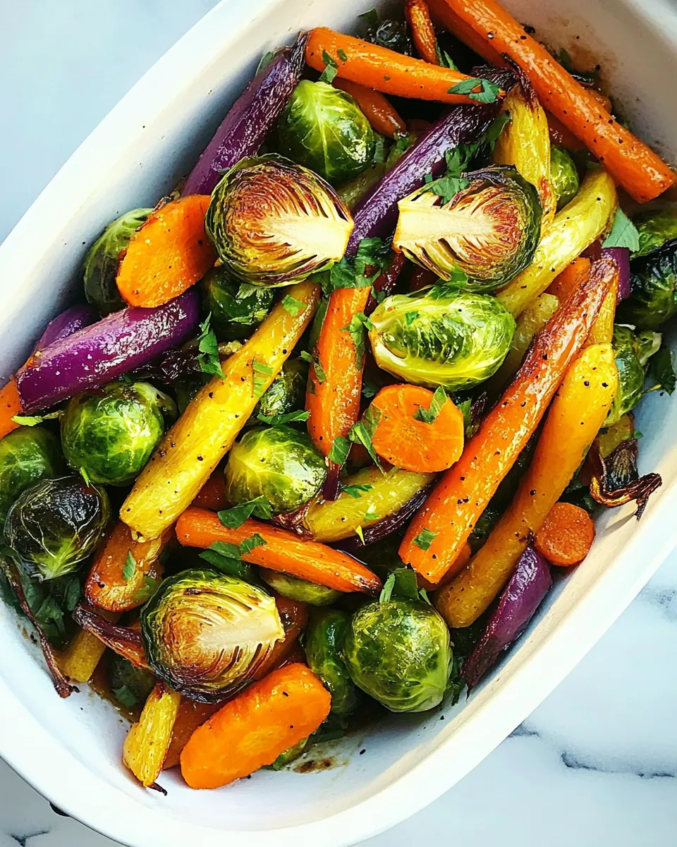 Smoky Maple Roasted Brussels Sprouts Carrots