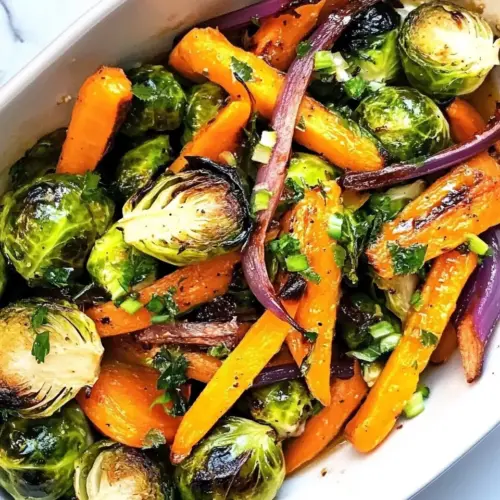 Smoky Maple Roasted Brussels Sprouts Carrots