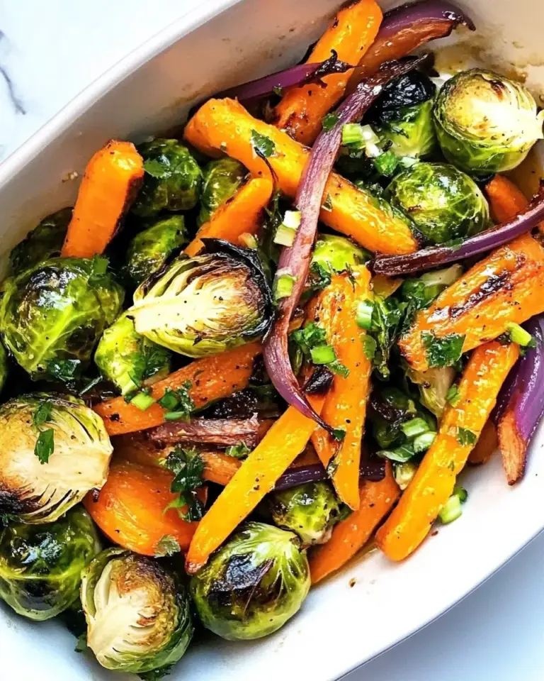 Smoky Maple Roasted Brussels Sprouts Carrots