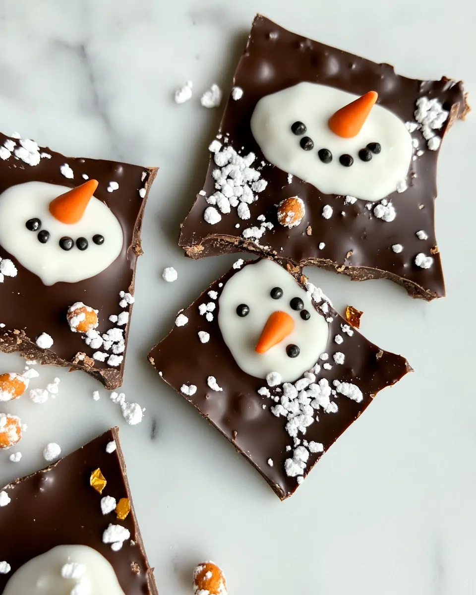 Snowman Chocolate Bark