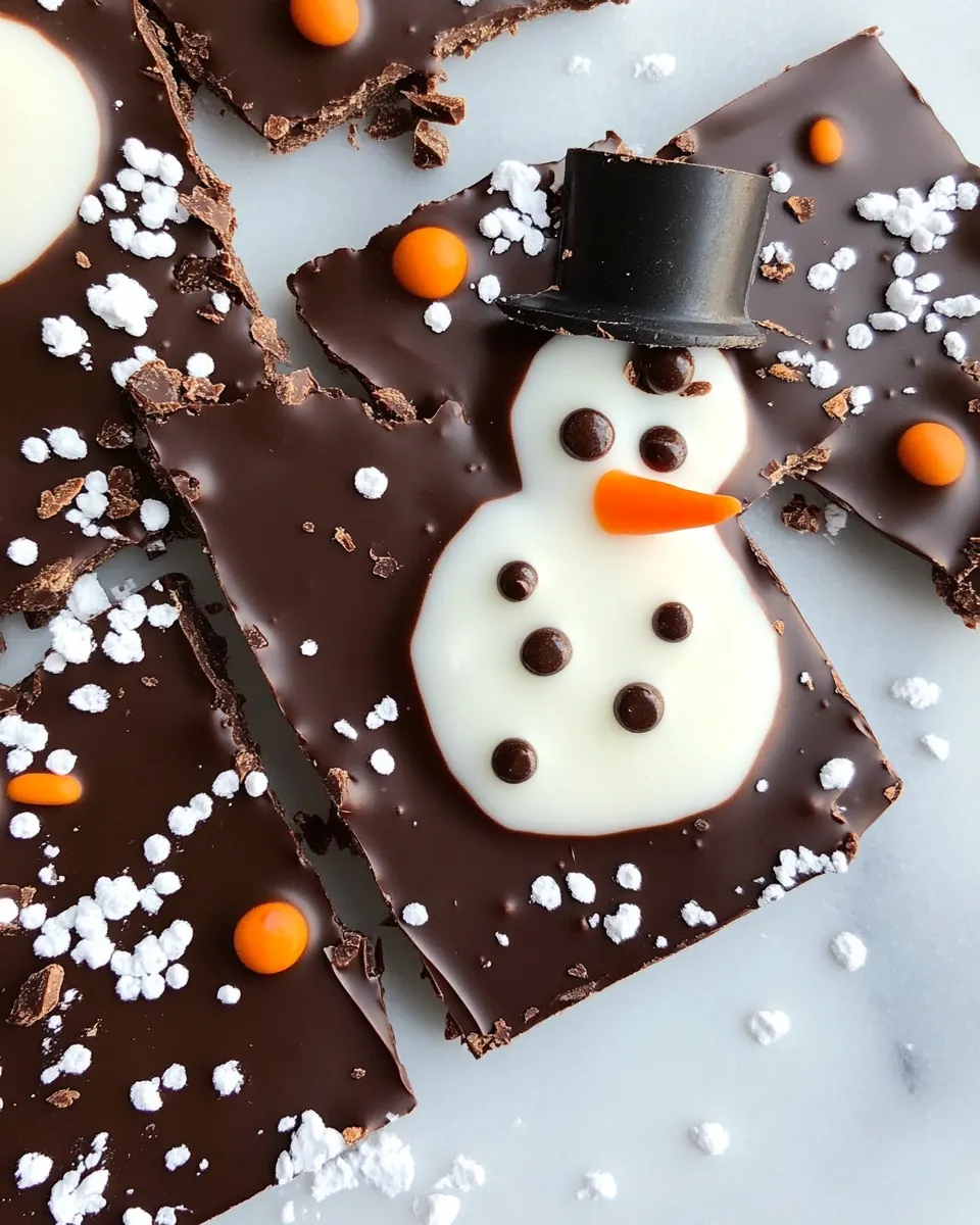 Snowman Chocolate Bark