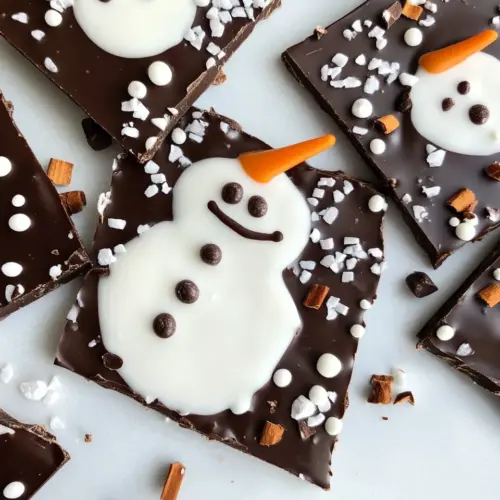 Snowman Chocolate Bark