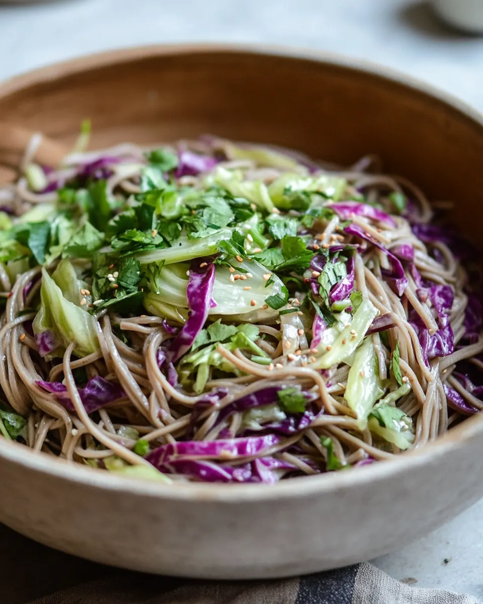 Soba Noodle Salad with Cabbage and Kohlrabi