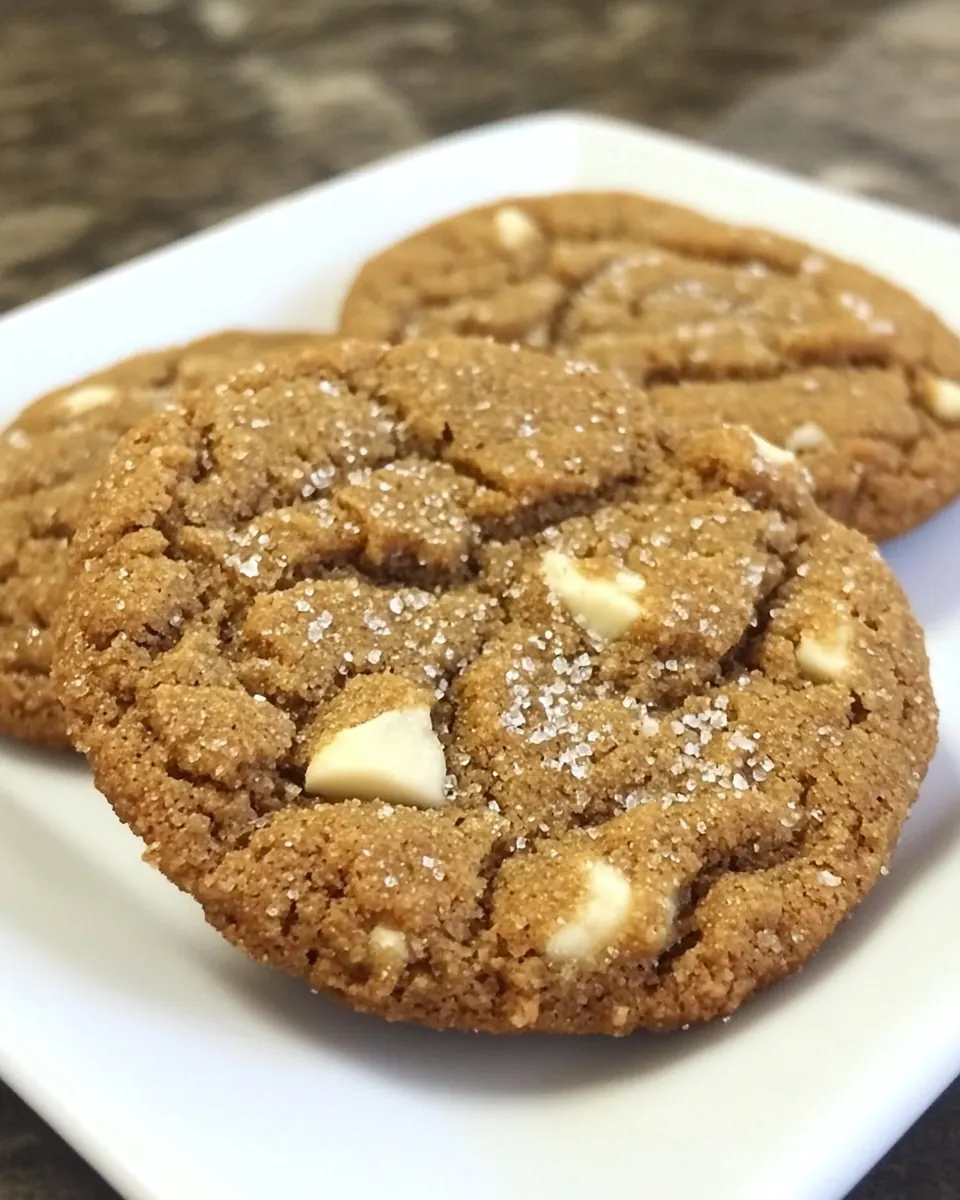 Soft Gingersnap Cookies with White Chocolate Chunks