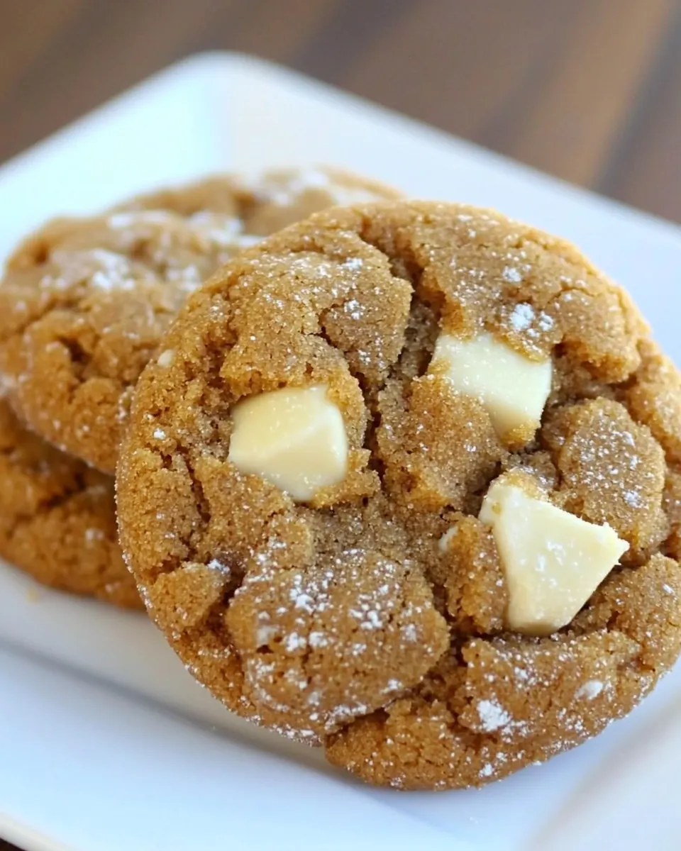 Soft Gingersnap Cookies with White Chocolate Chunks