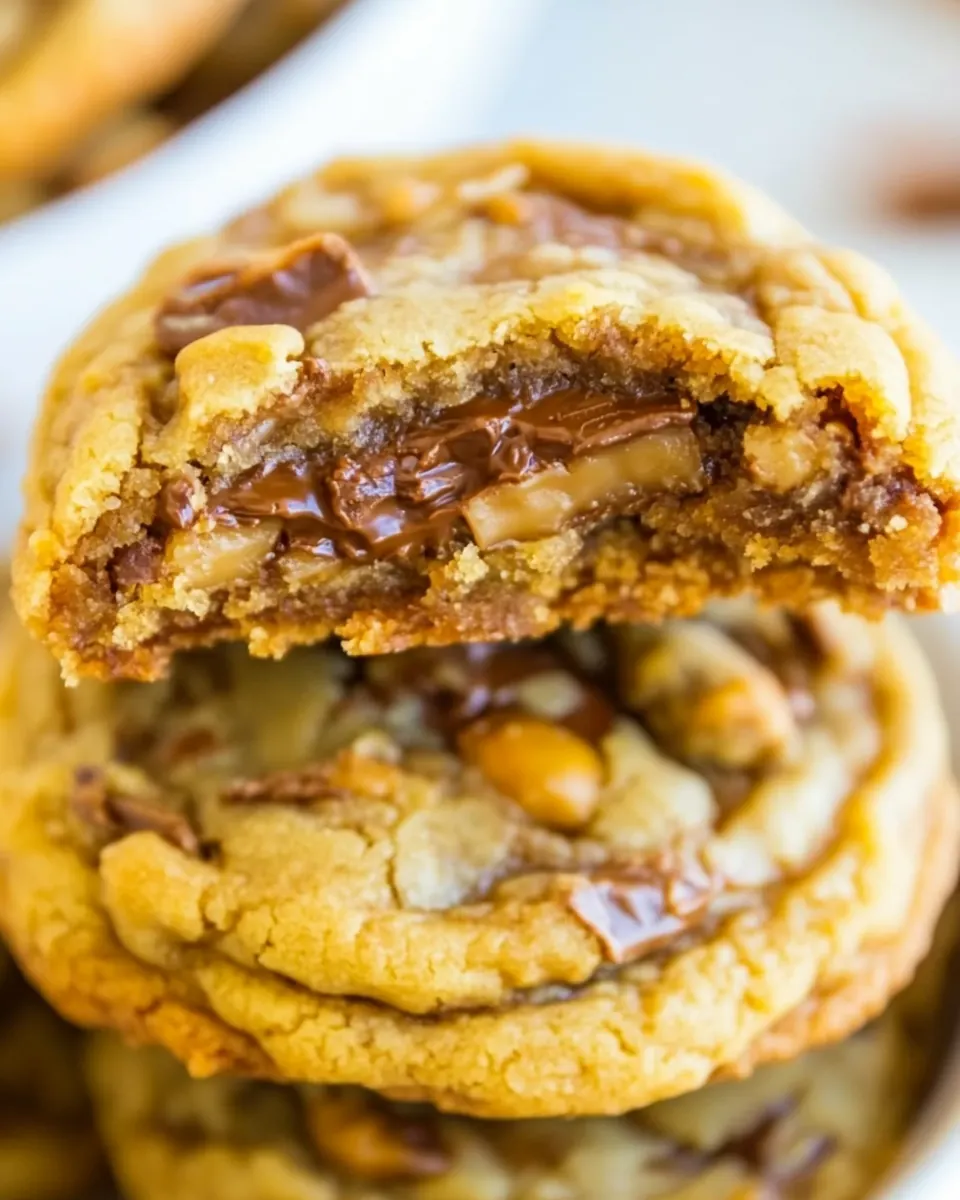 Soft and Chewy Toffee and Milk Chocolate Peanut Butter Cookies