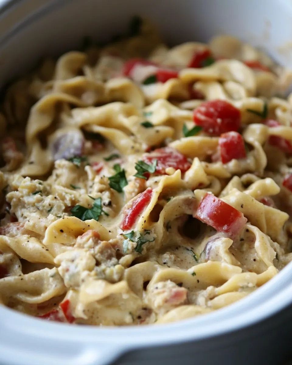 Southwest Crockpot Egg Noodle Casserole
