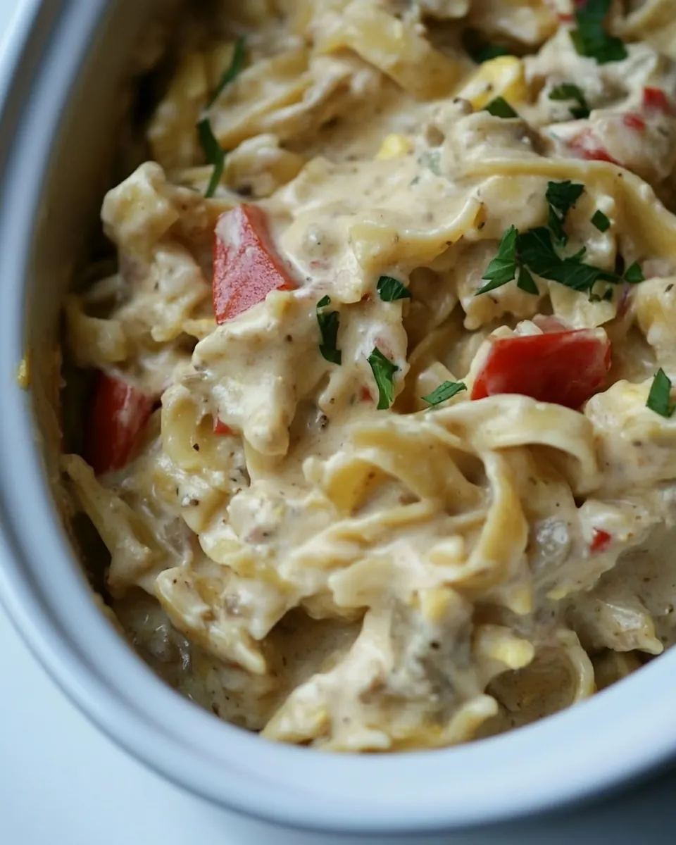 Southwest Crockpot Egg Noodle Casserole