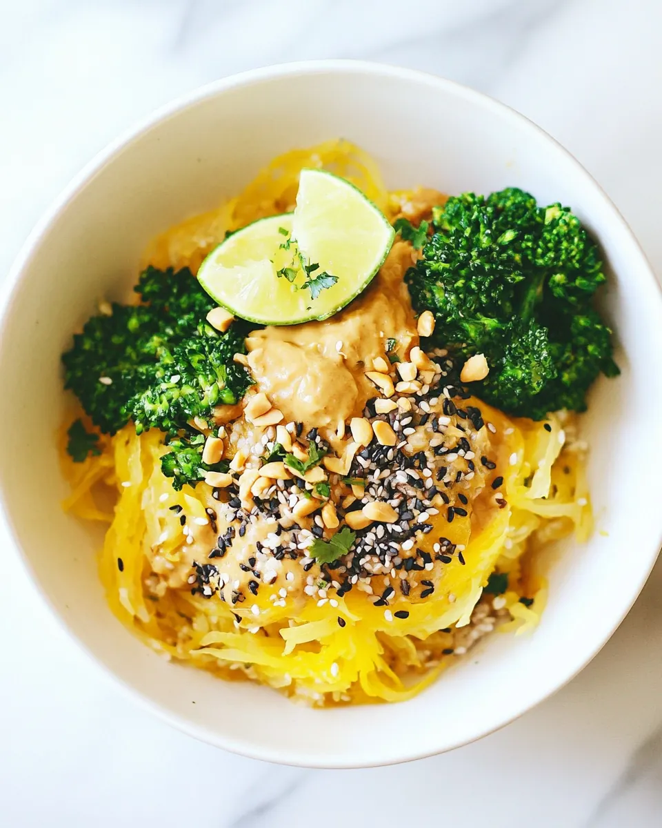 Spaghetti Squash Noodle Bowl with Lime Peanut Sauce