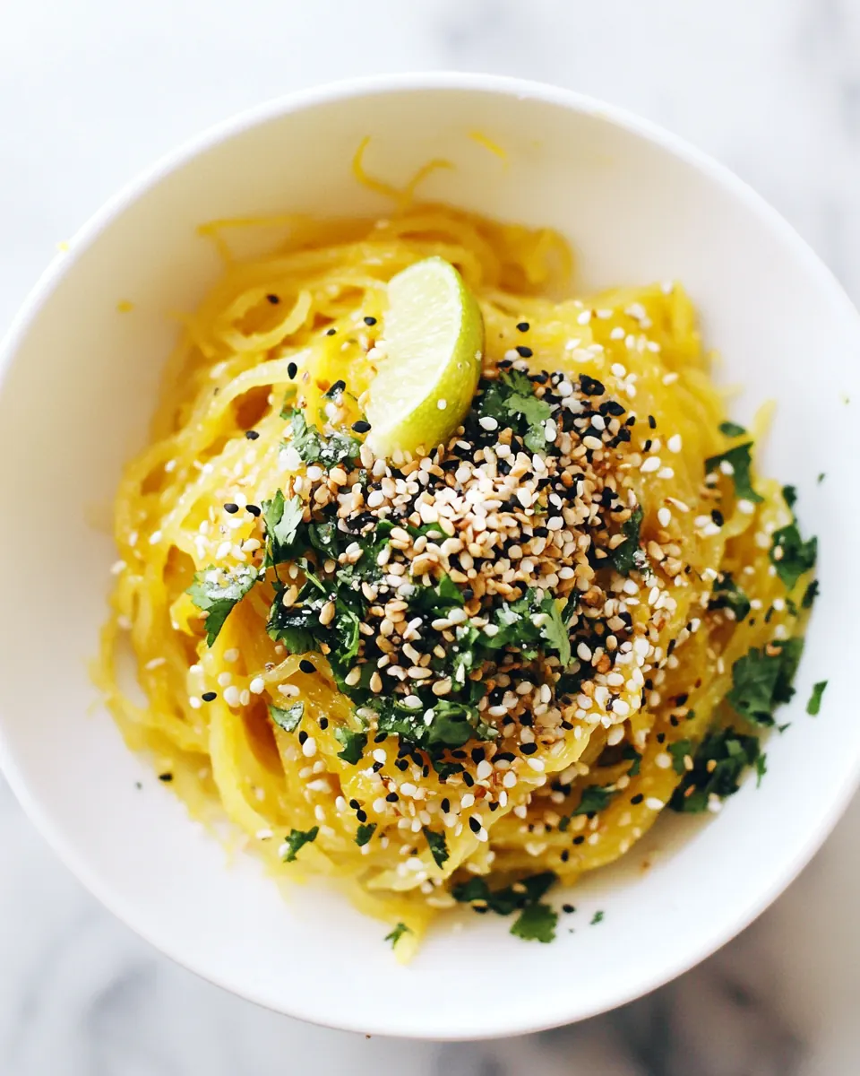 Spaghetti Squash Noodle Bowl with Lime Peanut Sauce