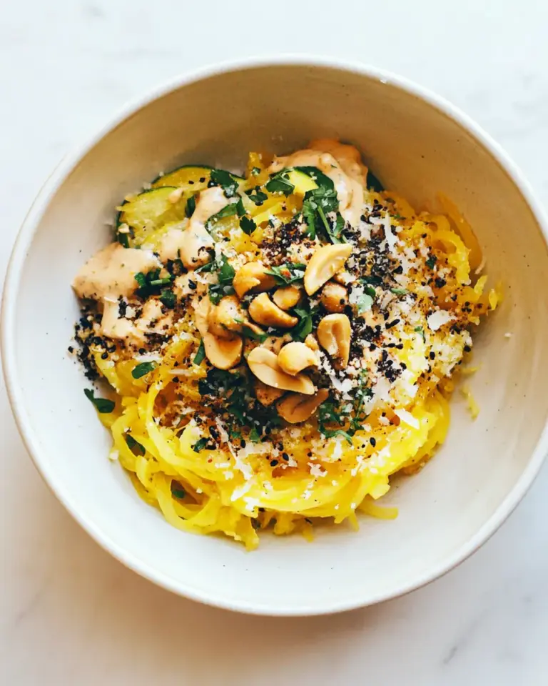 Spaghetti Squash Noodle Bowl with Lime Peanut Sauce