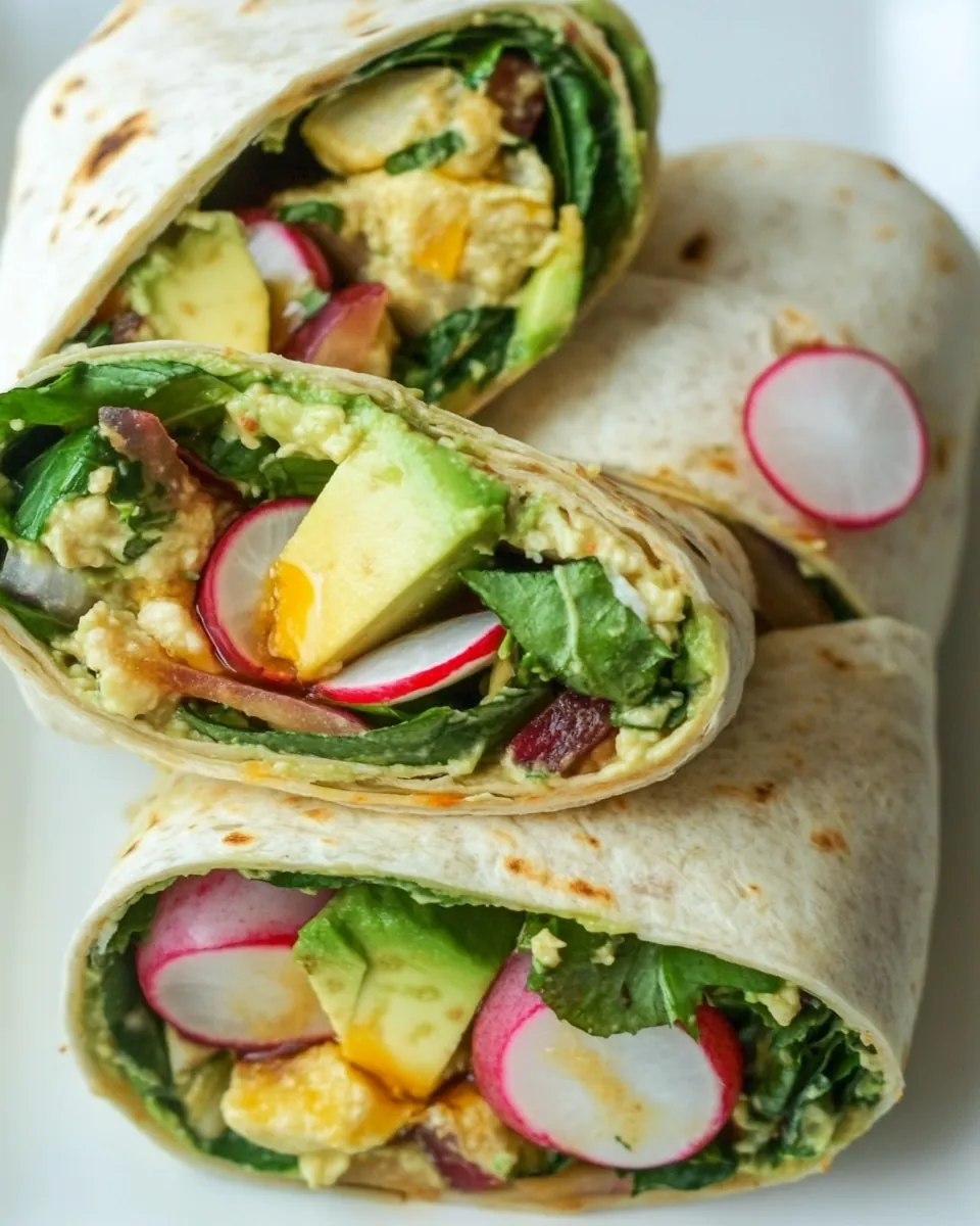 Spicy Hummus Wraps with Avocado and Radishes