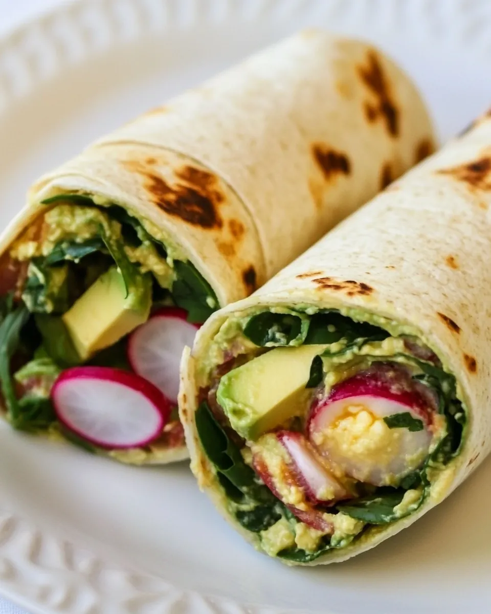 Spicy Hummus Wraps with Avocado and Radishes