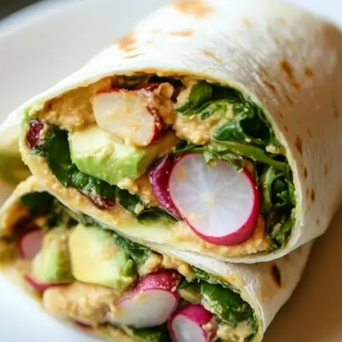 Spicy Hummus Wraps with Avocado and Radishes