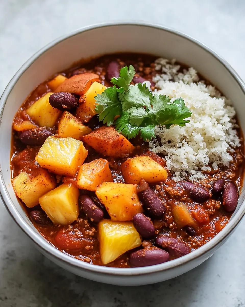 Spicy Sweet Potato Chili with Pineapple