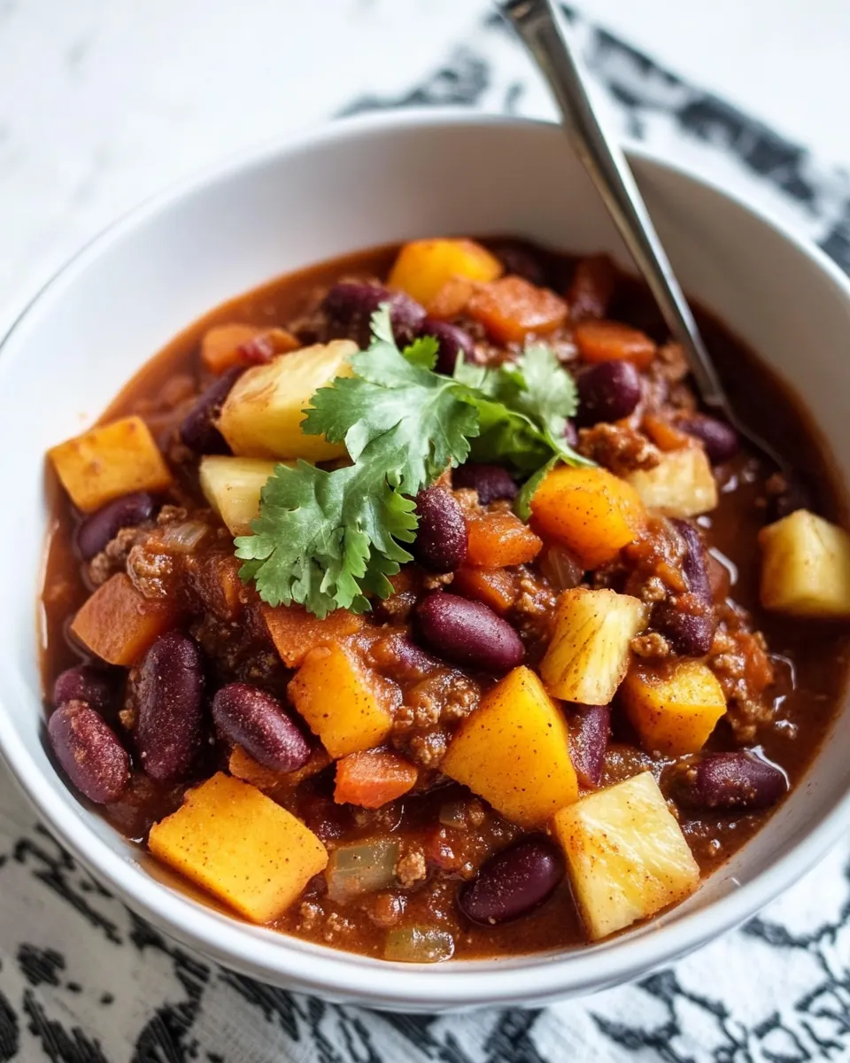 Spicy Sweet Potato Chili with Pineapple