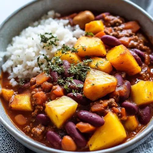 Spicy Sweet Potato Chili with Pineapple
