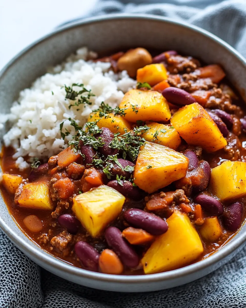 Spicy Sweet Potato Chili with Pineapple